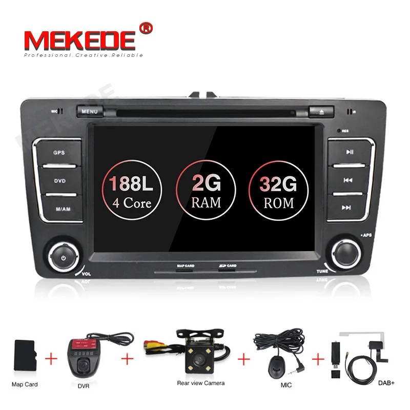 MEKEDE Android9.1 2 Гб ОЗУ два DIN 4 ядра автомобильный DVD для SKODA Octavia 2009-2013 Octavia2 Octavia A5 радио Bluetooth DAB - Цвет: DVD CAMERA DVR DAB