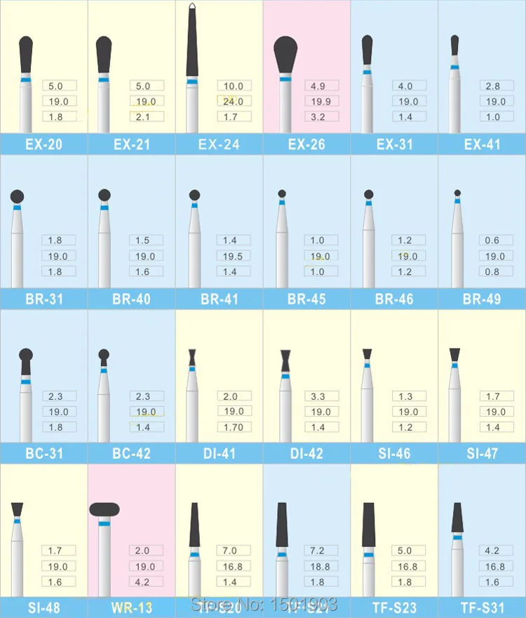 45 шт. Стоматологический Продукт Стоматологические алмазные боры|dental diamond burs|diamond