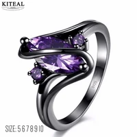kiteal vintage black gun filled purple zircon rings for women s style engagement rings 6 7 8 9 10 anel women and man party gift