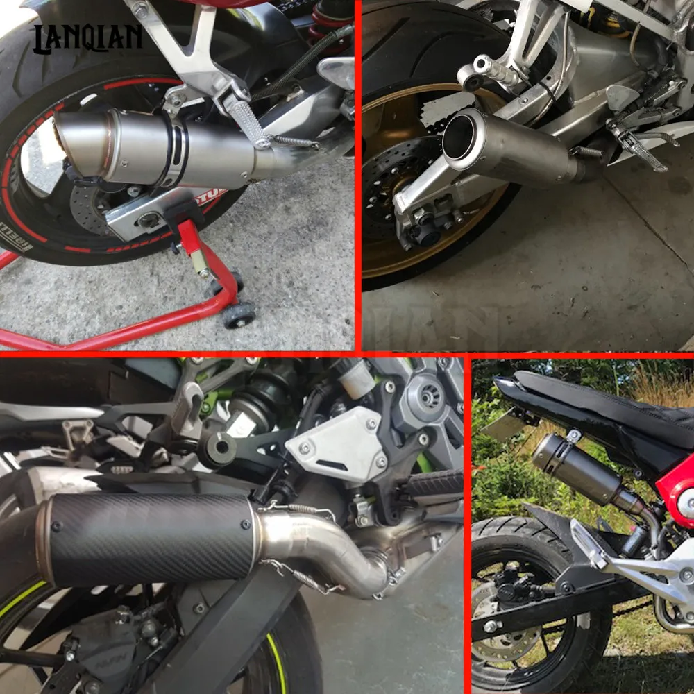 

For honda shadow africa twin cb190r suzuki drz 400 rsv4 Universal Motorcycle Carbon Fiber Exhaust Pipe GP Escape Exhaust Muffler