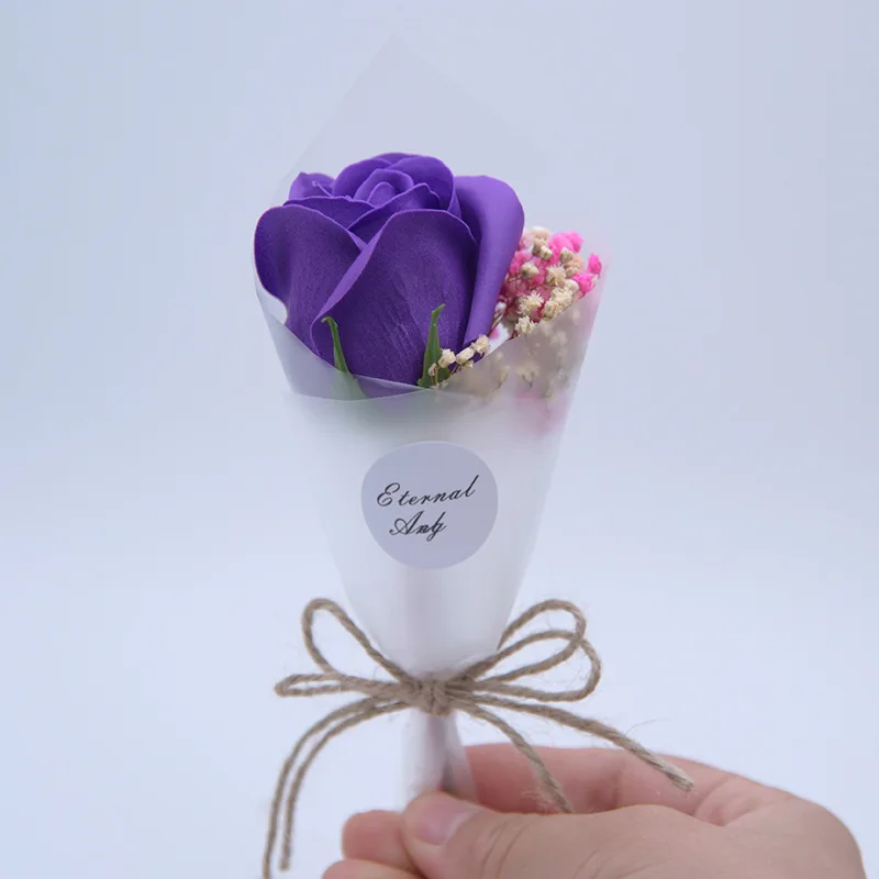 MOLANS One Rose стимуляция цветок для подарка/свадебные аксессуары Простой красивый искусственный цветок с ручной тканой лентой Декор - Цвет: Фиолетовый