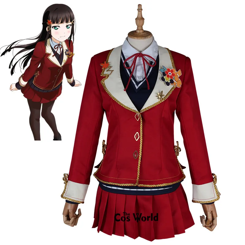 Школьная форма Love Live Sunshine Aqours Kurosawa Dia с красным Кленовым листом рубашка жилет