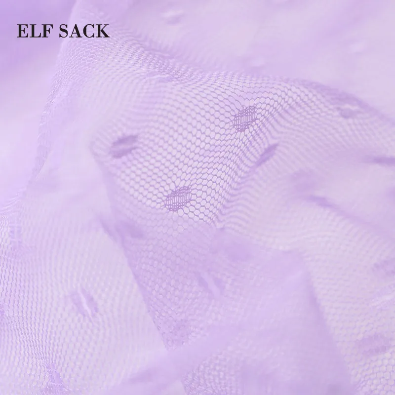 ELF SACK New Summer Woman Blouse Stylish Sweet Girl's Shirts Polka Dot Mesh Women Blouses O Neck lantern Sleeve Ladies Clothing| |