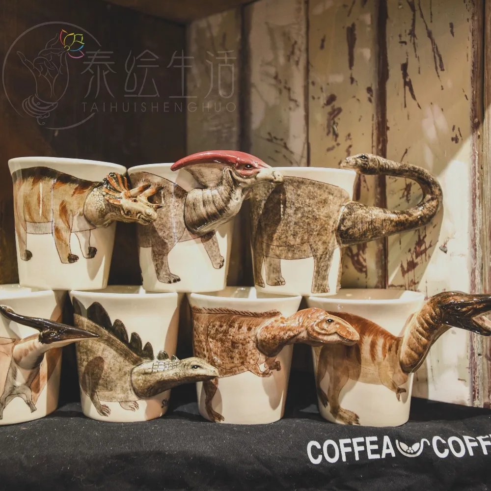 Чай кофе кружки керамические 3D мультфильм динозавра молоко кружка home decor ремесел украшения комнаты Юрского периода животных чашки подарок на день рождения