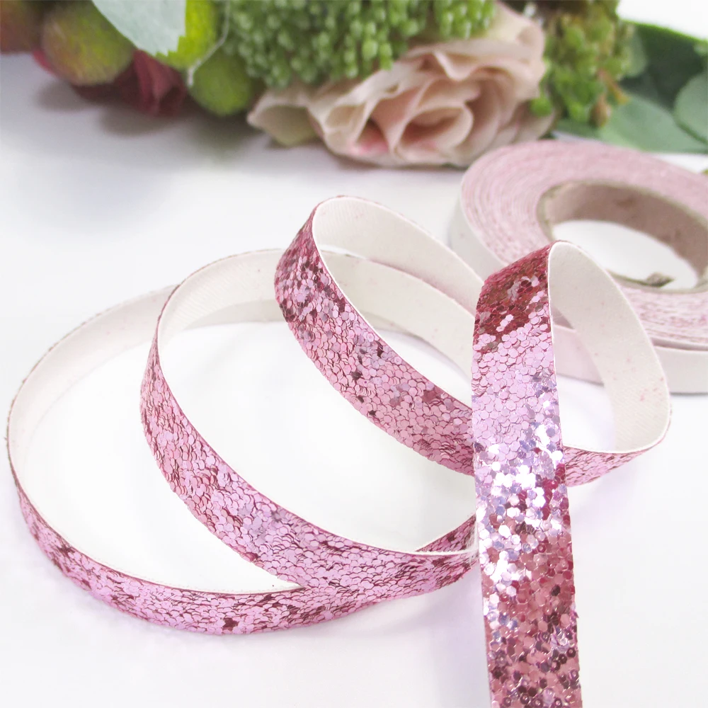 

david angie 9mm Glitter Synthetic Leather Faux Leather tape ribbon ,DIY Knot-bow Bag Material,5Yc3392