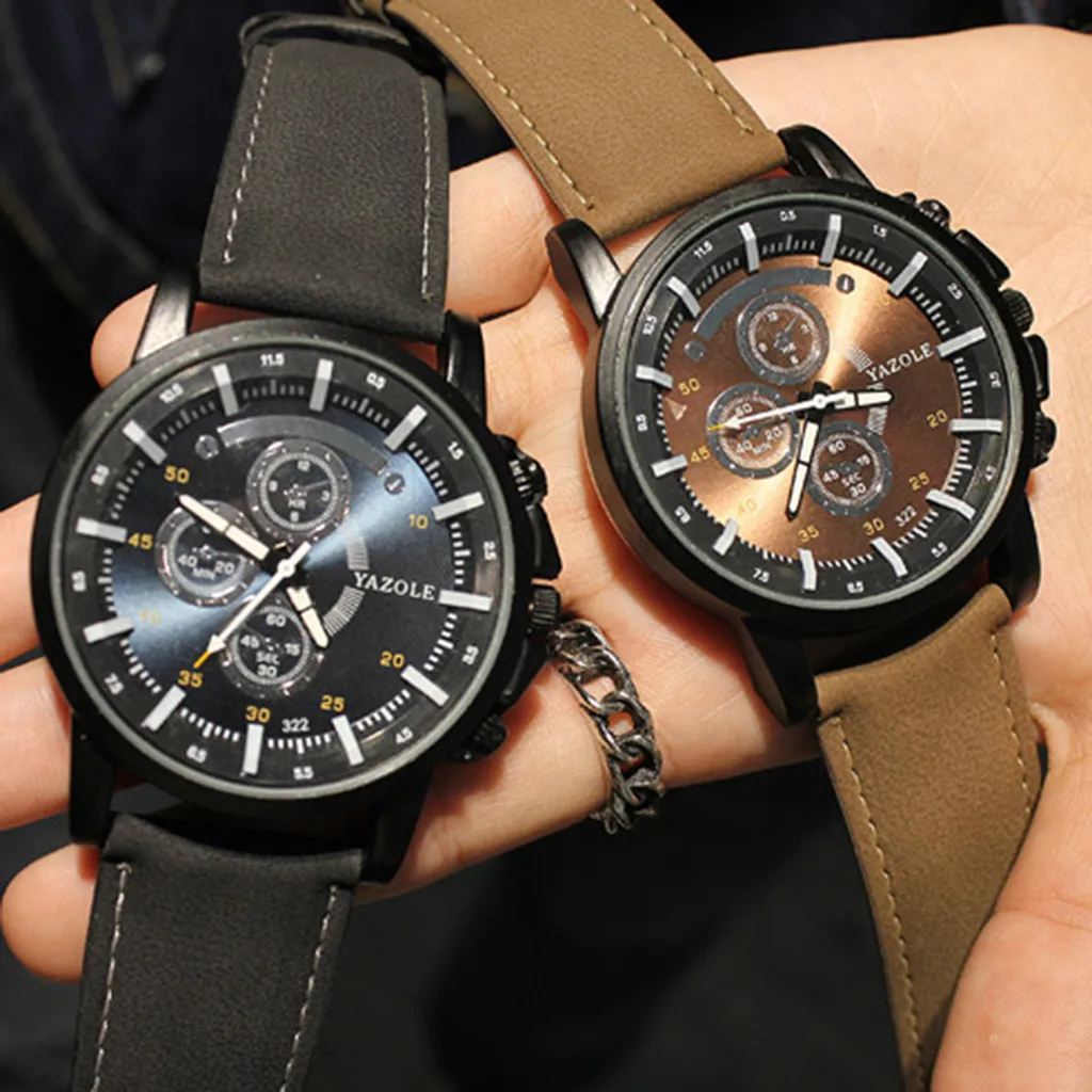 Luxury Brand Yazole Men Watches Men Sports Watches Leather Band Quartz Wristwatch Watches Mens erkek kol saat reloj hombre