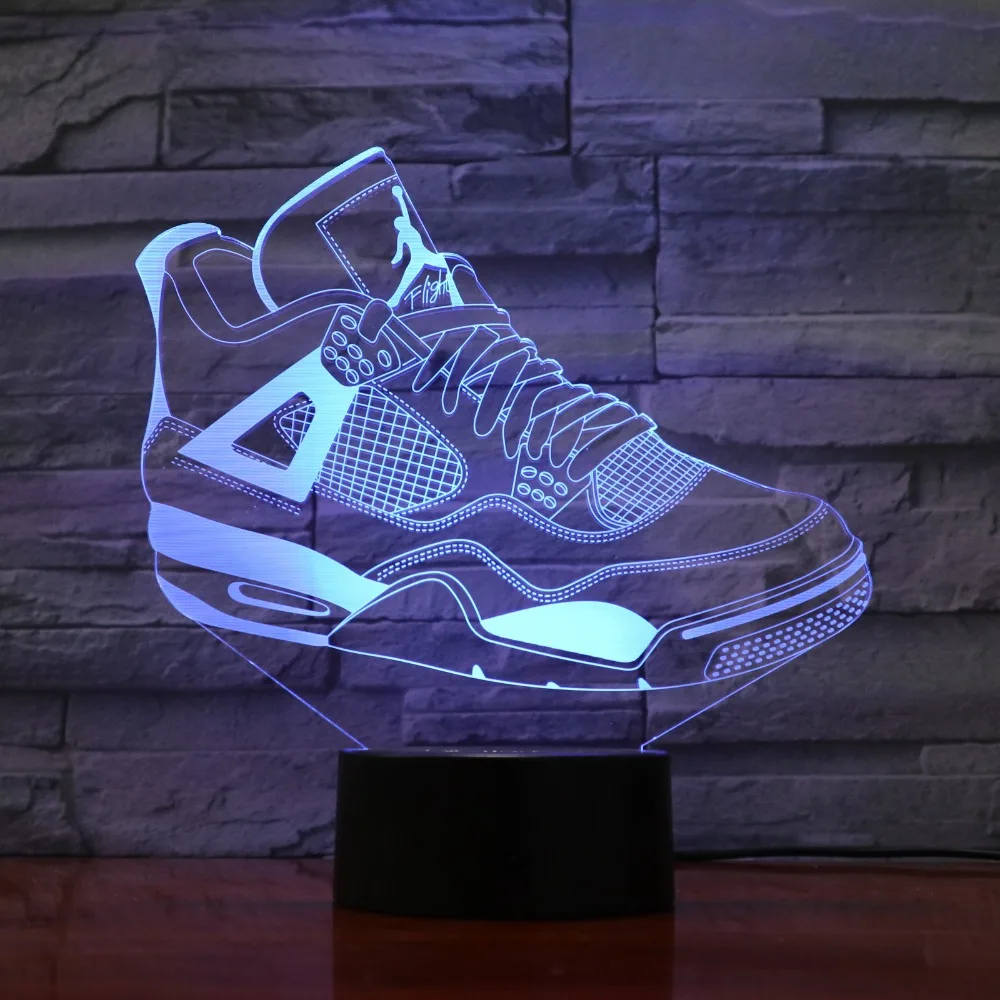 7 красочных USB кроссовок обувь 3D иллюзия Лампа дети спальня свет сна светодиодный настольная лампа Дети ночные огни вечерние подарки Прямая поставка