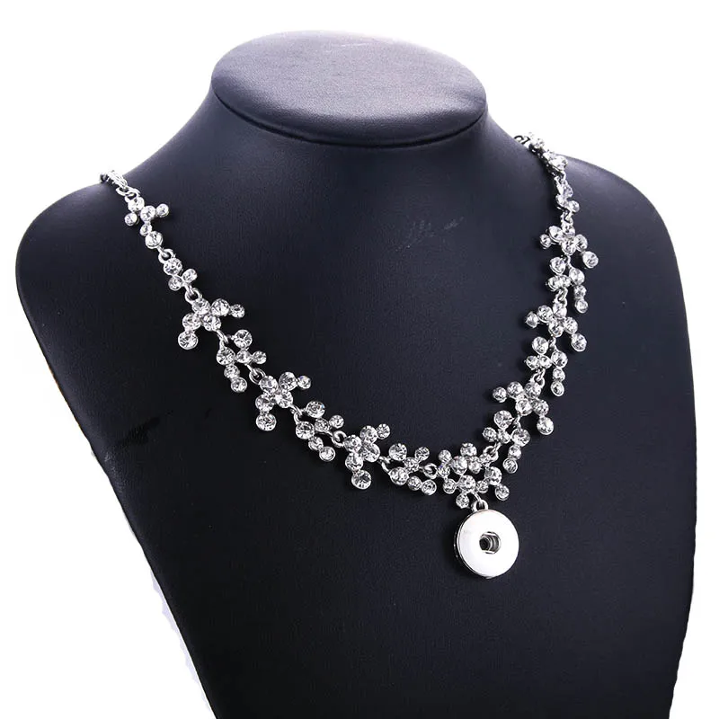 

New fashion Snap jewelry Crystal rhinestone Snap button Necklace Short necklace DIY 18mm Snap Pendant Necklaces for women