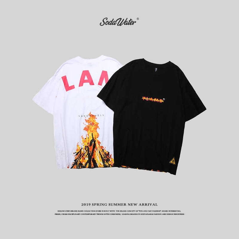 Sodaводяная печать мужские футболки хип хоп Повседневная Уличная хипстерская