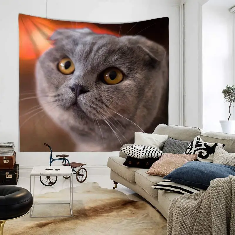 TUEDIO 3D Creative Cute Cats Series Pattern Polyester Tapestry Animal Printed Pets Wall Hanging Mural Living Room Home Decor | Дом и сад