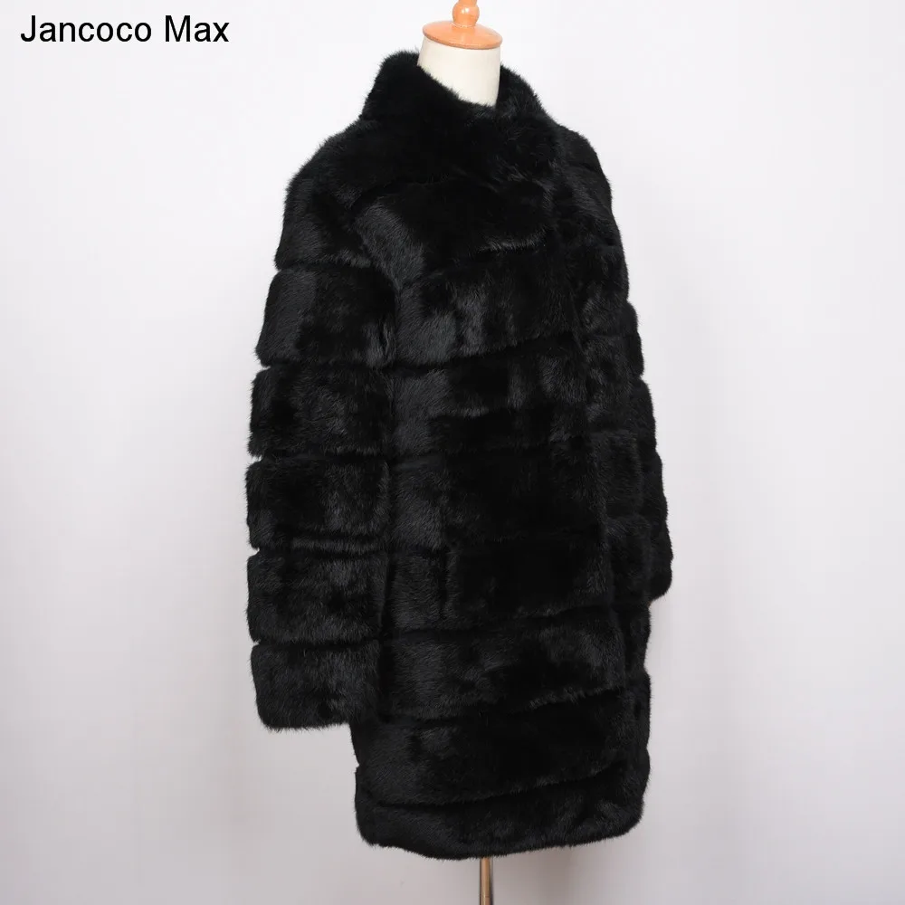 Jancoco Max новая зимняя куртка из натурального кроличьего меха теплая мягкая длинная шуба женское рождественское платье S1675
