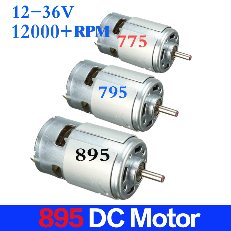 New DC 12V-24V Large Torque Motor High-power Low Noise 895 Motor Double ball bearings Low Speed 775 Upgrade Motor