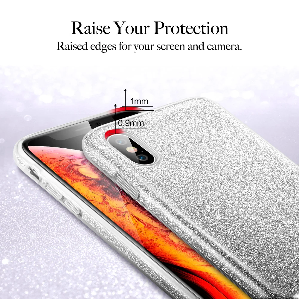 ESR чехол для iPhone X XS XR XS Max Роскошная задняя крышка Блестящий защитный бампер чехол с блестками для iPhone 7 8 Plus Fundas