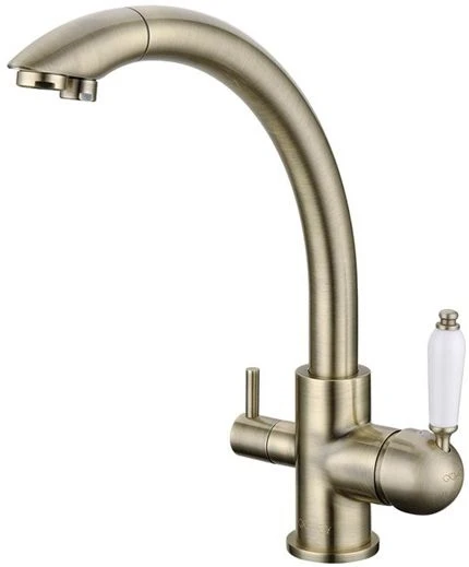Твердый латунный поворотный 3 в 1 питьевой воды смесители для кухни Robinet Para Torneira Wels смеситель для раковины три потока 3 Way Фильтр Краны - Цвет: Brushed Bronze