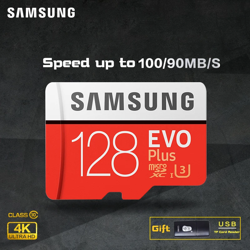 Карта памяти SAMSUNG Micro SD card Карты Памяти EVO+ Плюс 256 ГБ 128 ГБ 64 ГБ 32 ГБ 16 Г Class10 TF Карта C10 sim-карты 100 МБ/С. SDHC/SDXC UHS-I128gb micro sd 128 ГБ