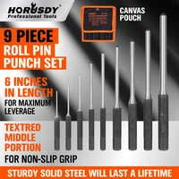 horusdy 9pcs professional roll pin spring punch set gun bolt catch roll up case pin punch tool pins grip roll pin punch tool kit