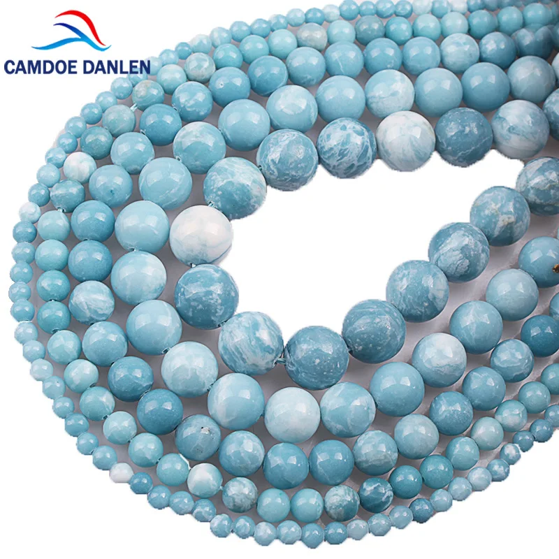 100% натуральный синий белый Shoushan Камень круглые свободные бусины 4 6 8 10 12 мм