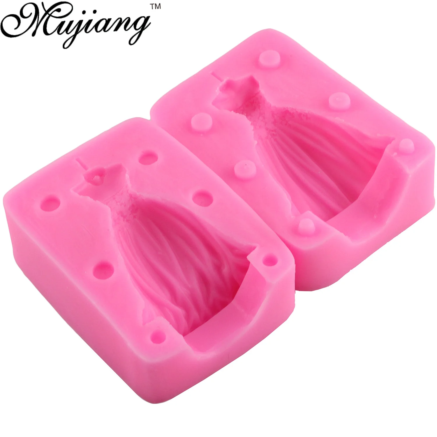 Силиконовая форма Mujiang 3D для свадебного платья невесты свечи полимерная глина