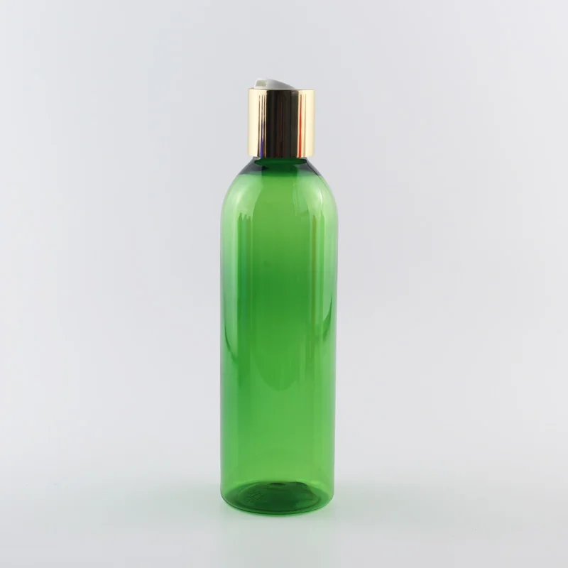 Green Plastic Bottle Пластиковый контейнер для лосьона Mluti цвета с золотым алюминиевым дисковым колпачком ПЭТ бутылка для ухода за кожей дорожная упаковка гель для душа 250 мл - Цвет: Green Plastic Bottle