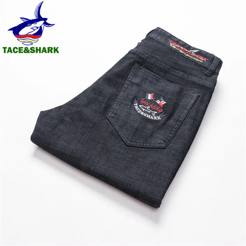 TACE & SHARK брендовые джинсы брюки для мужчин новинка черные деловые повседневные