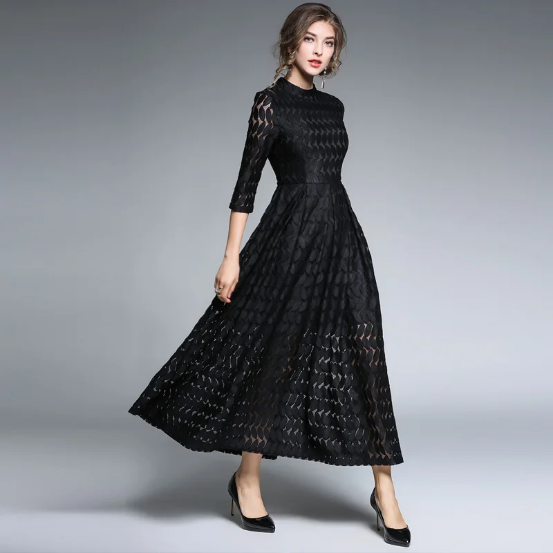 Fitaylor/2018 Новое Осеннее тонкое платье с высокой талией изящное ретро открытое