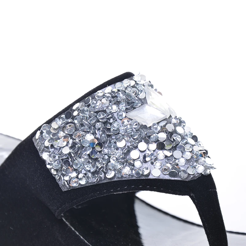 Брендовые женские сандалии на плоской подошве со стразами шлепанцы толстой и