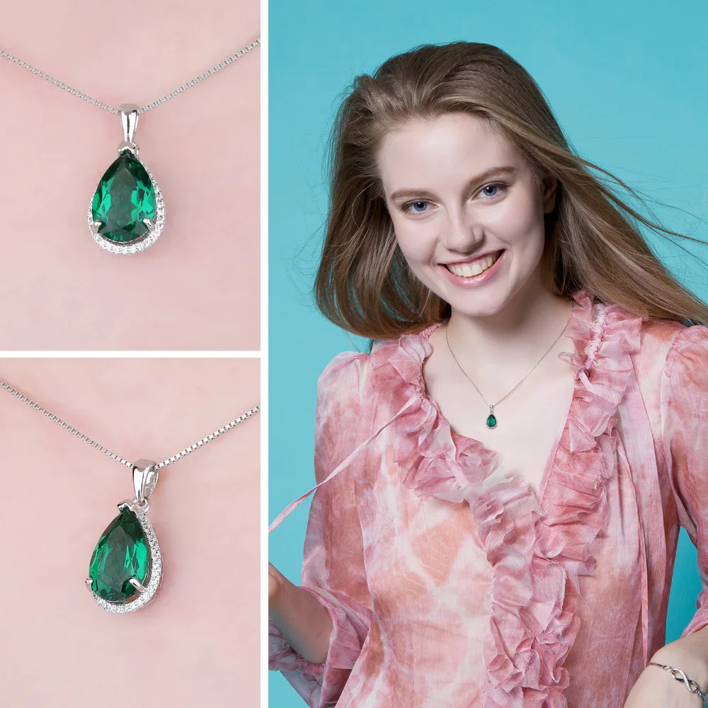 Jewelrypalace груша 6ct создан Изумрудный кулон из натуральной Твердые 925 Серебряные ювелирные изделия без цепи|pendant
