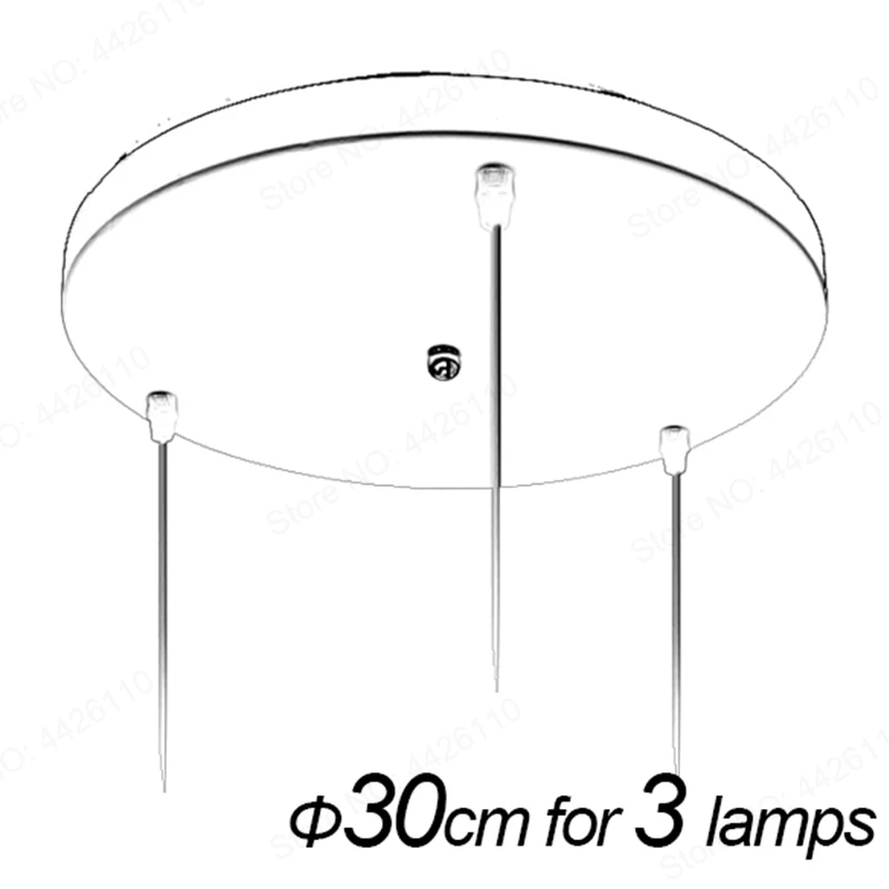 Round 30cm 3 lamps Подвесной светильник аксессуар 3 лампы Длинные круглые потолочные навесы для подвесных светильников Подвесная лампа DIY - Цвет корпуса: Round 30cm 3 lamps