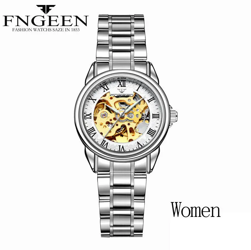 women silver white Женские часы, автоматические механические часы, женские часы с турбийоном, Reloj Mujer, часы со скелетом, Лидирующий бренд, наручные часы, Relogio Feminino - Цвет: women silver white