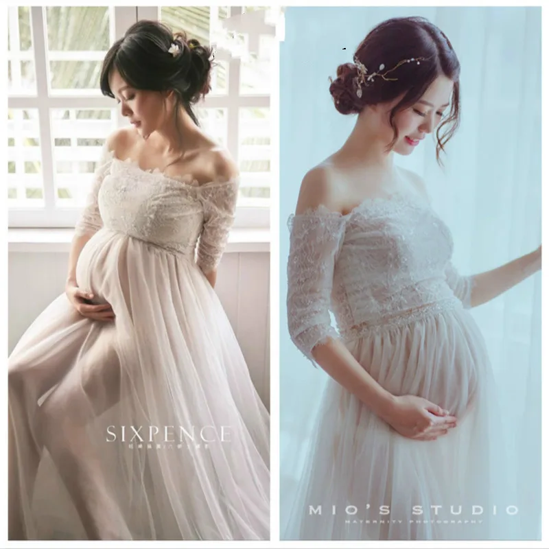 

Envsoll 2018 Photography Theme Clothing For Baby Showers Pregnant Photo Clothes & Photographic Studio Maternity Dresses Gown