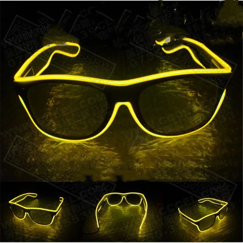 C Lemon yellow 1 шт. мигающий EL провода светодиодный очки световой вечерние декоративный светильник ing классический подарок яркий светодиодный светильник со шнуровкой вечерние солнцезащитные очки для женщин - Цвет: C Lemon yellow