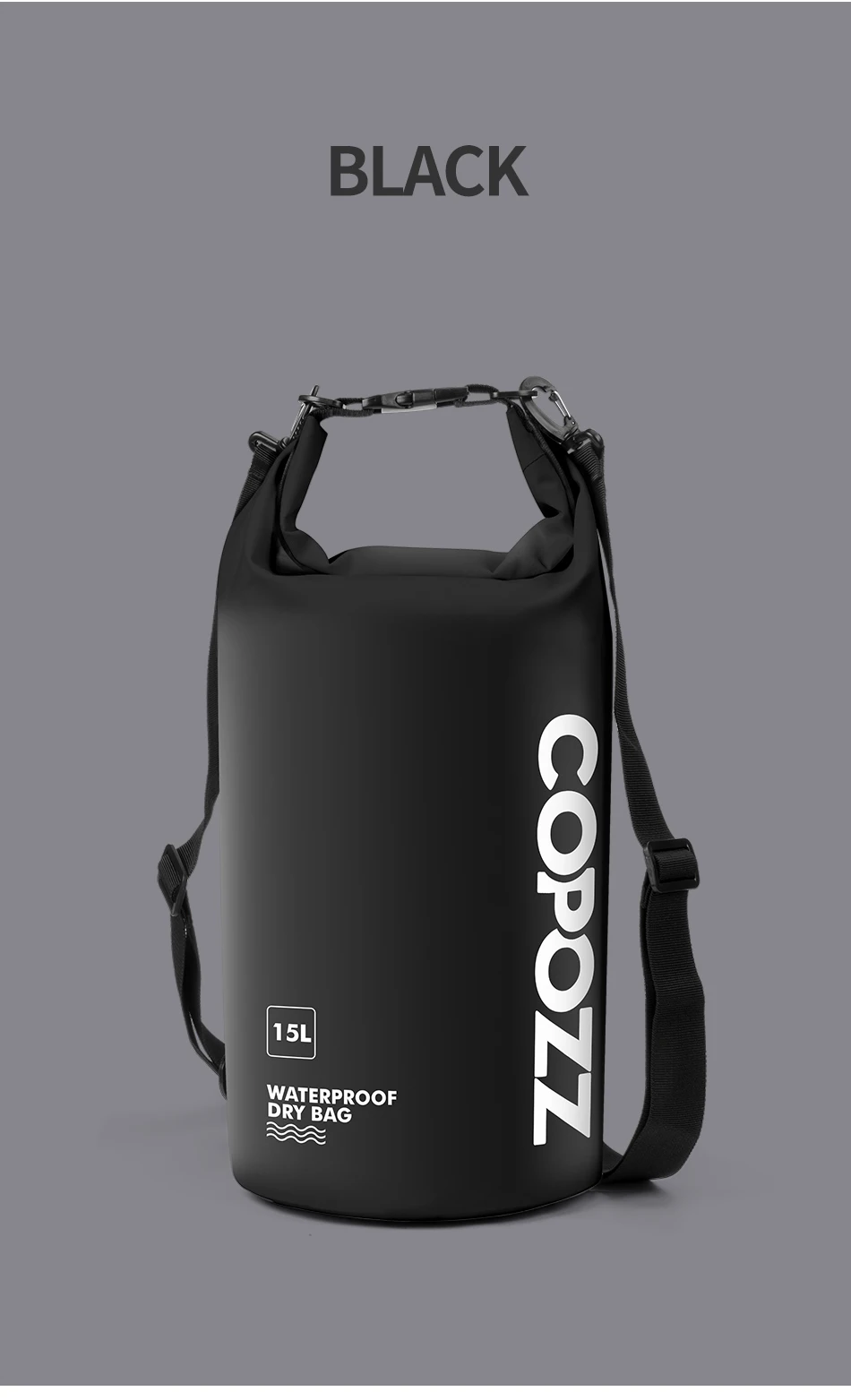 COPOZZ сумки для плавания, водонепроницаемая сумка, сухая сумка, ПВХ, 15л, уличные спортивные сумки для хранения, рулонный верх для спортзала, путешествий, регулируемый мешок Etanche