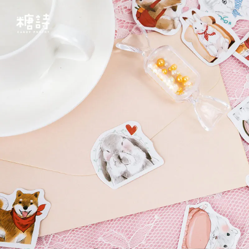 

45pcs/lot Cute pet collection Decoration sticker seal diy stickers scrapbooking papelaria Stationery pegatinas Girl Stickers