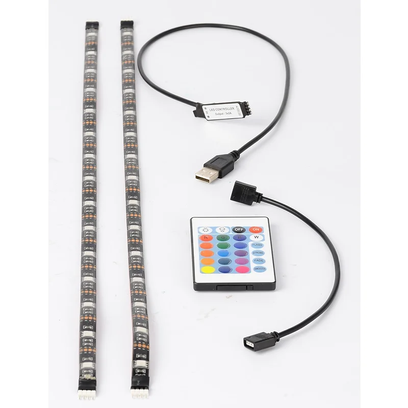 5 в 50 см 1 м 2 м Светодиодная лента светильник USB кабель силовая лампа SMD 5050 RGB 24KEY RGB ИК пульт дистанционного управления лампа лента для ТВ фоновый светильник ing - Испускаемый цвет: 1M