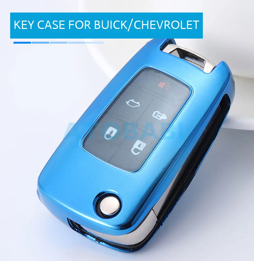 TPU Car Key Case For Chevrolet Camaro Cruze Equinox Impala Malibu GMC Terrain Buick LaCrosse Folding Remote Fob Protector Cover