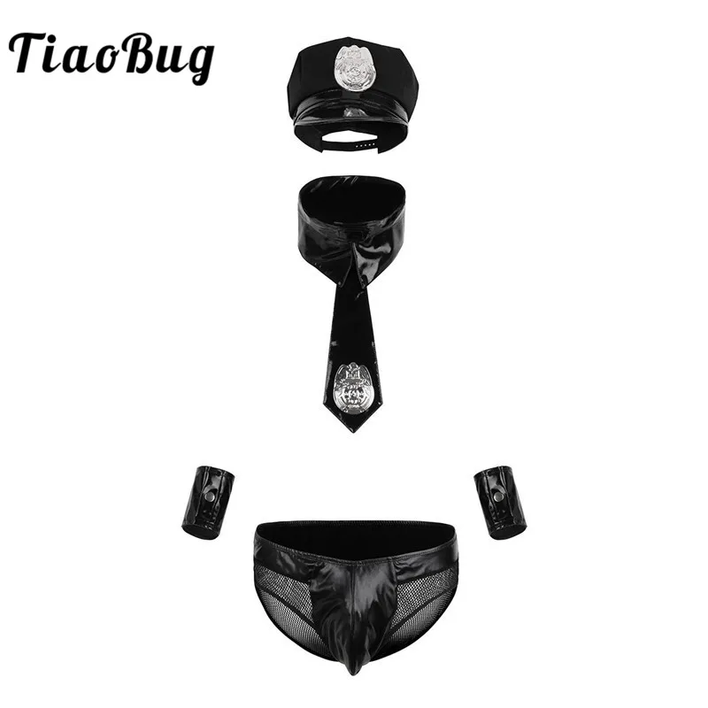 TiaoBug/5 шт. мужские сексуальные костюмы из лакированной кожи для косплея фэнтези