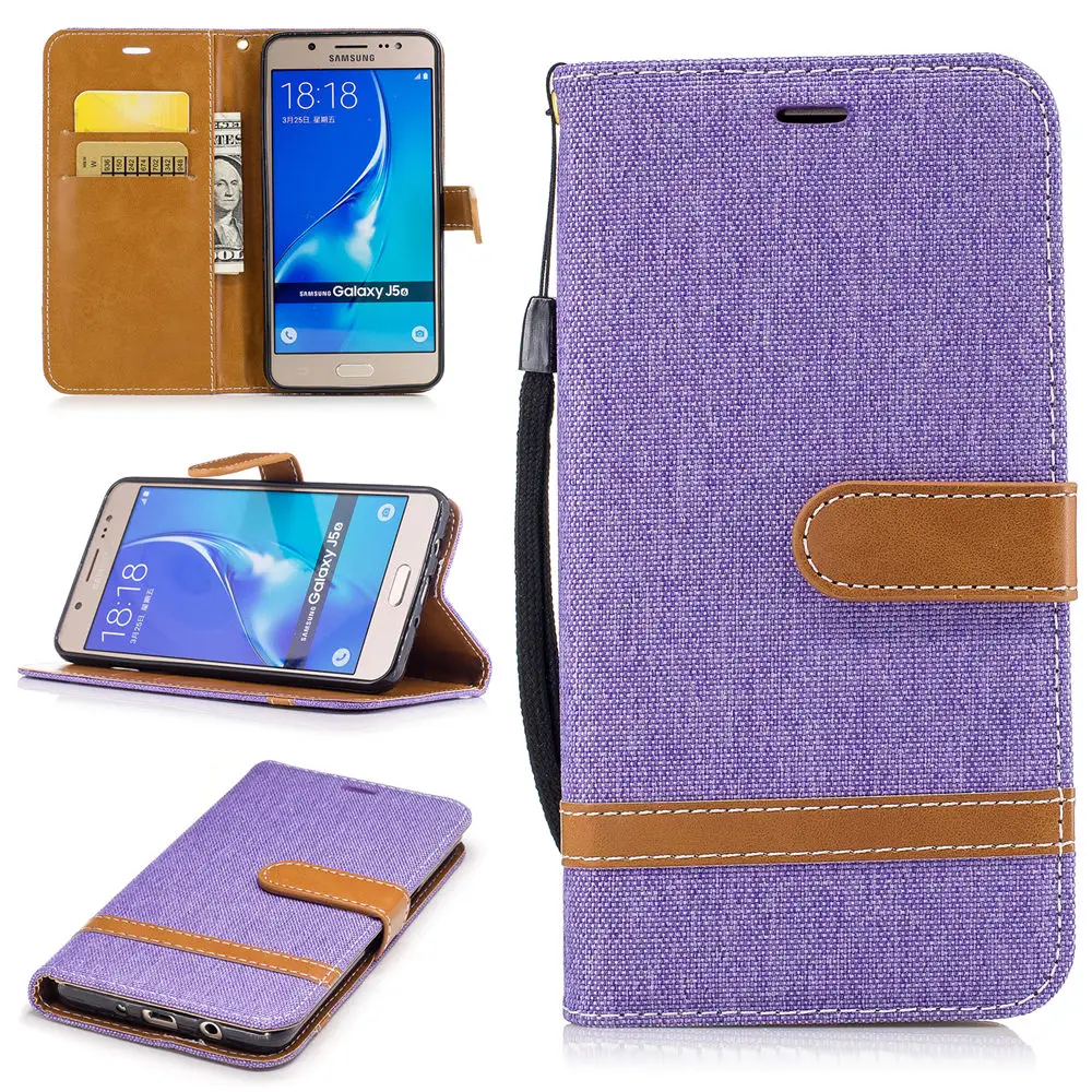 Джинсовый кошелек откидные чехлы книжки для Samsung Galaxy J5 2016 SM J510F (2016) Duos J510FN/DSS J510H/DS