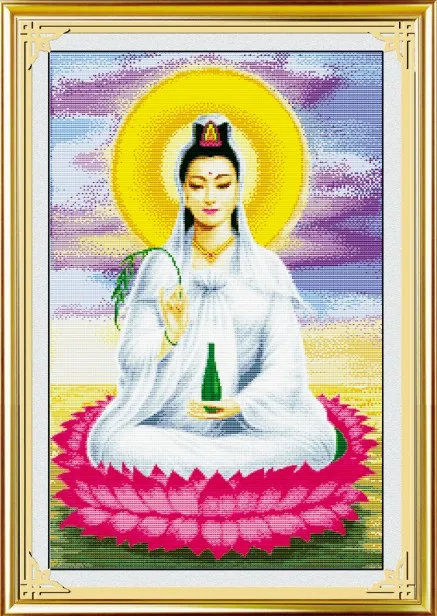 Kwan-yin сидя на платформе лотоса (1) набор крестиков религиозная 11ct черная ручная