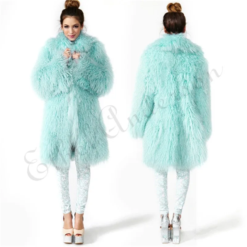 

2018 warm lamb sheepskin natural fur lama female long section coat Mongolia Sheep Fur coat beach wool outwear turn down collar
