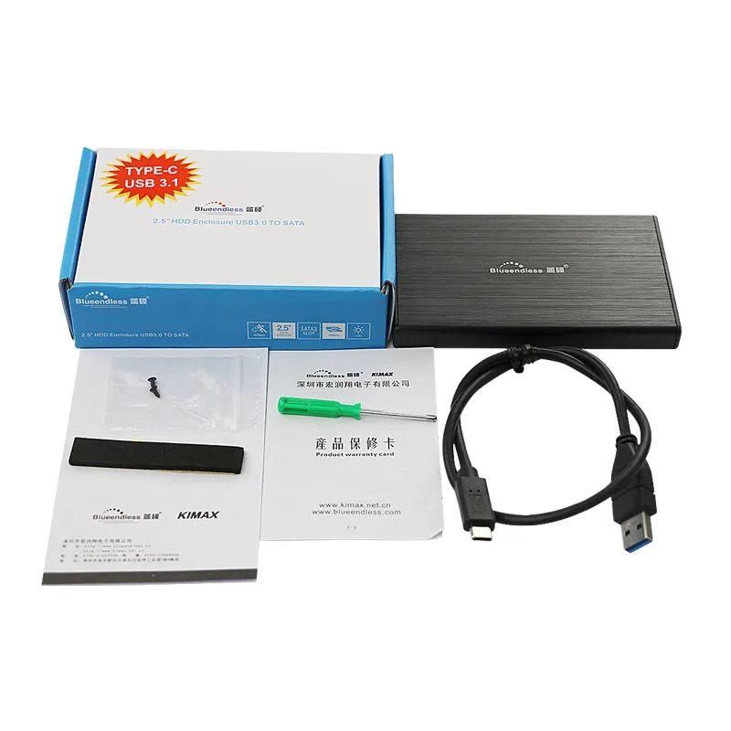 Blueendless 2 5 'внешний корпус Корпус для жесткого диска алюминиевый Sata USB HD Caddy