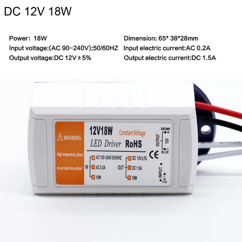 Светодиодный драйвер DC12V/18 Вт/20 Вт/48 Вт/72 Вт/100 Вт Трансформаторы освещения высокое