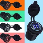 Универсальное автомобильное зарядное устройство с двумя USB-портами, 5 В, а, а, водонепроницаемый адаптер питания для мотоциклатранспортного средстваавтомобиля