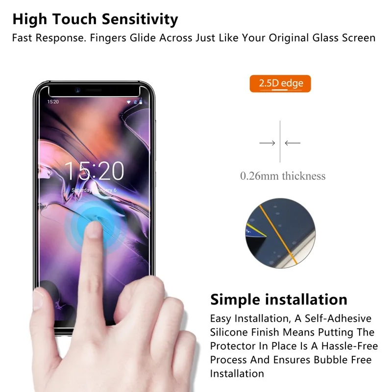 2 шт./лот закаленное стекло для UMIDIGI A3 Защитное экрана 2.5D 9H Премиум Закаленное