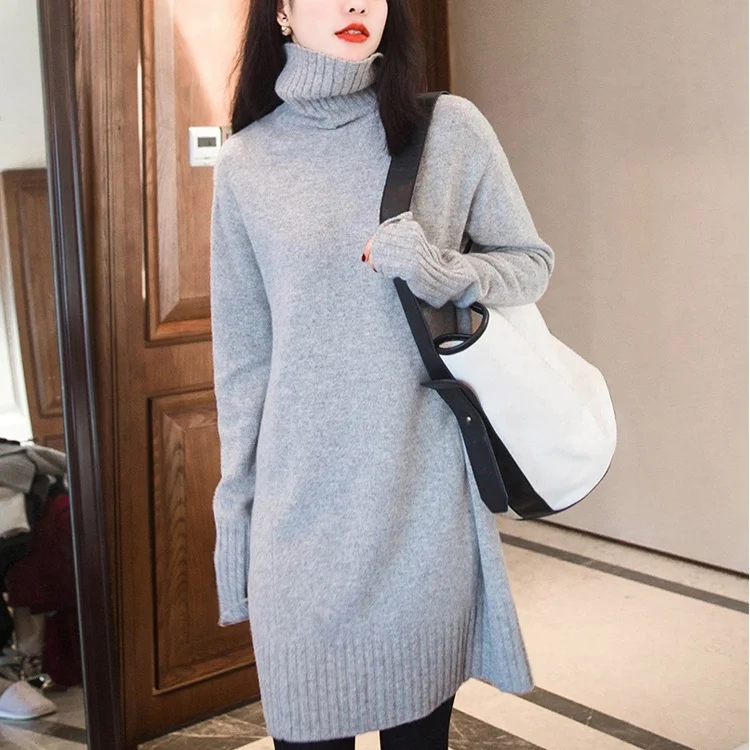 Женский вязаный свитер с высоким воротом Повседневный длинным рукавом размера
