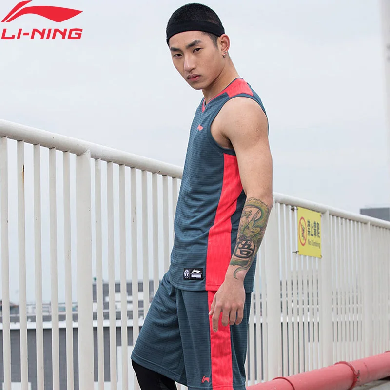 Li Ning мужские баскетбольные соревнования наборы комфорт дышащий жилет + шорты 2 шт.