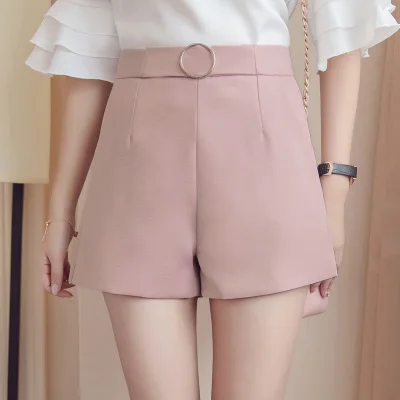 pink Летние свободные шорты для женщин, повседневные короткие брюки, женские облегающие шорты с высокой талией, однотонные розовые и белые женские шорты - Цвет: pink