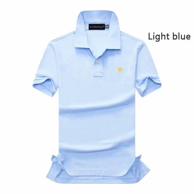 light blue Хорошее качество, лето, мужские рубашки поло с коротким рукавом, хлопок, повседневные мужские рубашки поло с маленькой лошадкой, модные тонкие мужские топы - Цвет: light blue