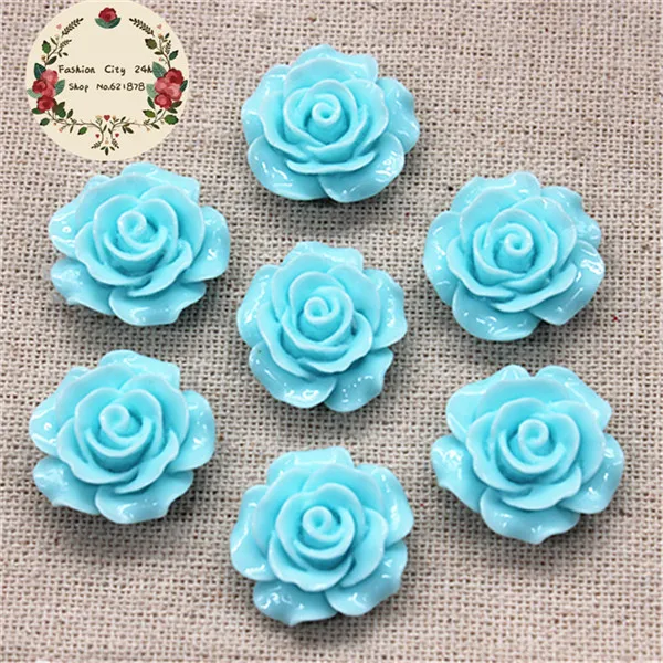 Lake blue 30pcs 30 шт 20 мм полимерный цветок камелии с плоской задней стороной кабошон Сделай Сам Скрапбукинг декоративное ремесло изготовление, 15 цветов на выбор - Цвет: Lake blue 30pcs