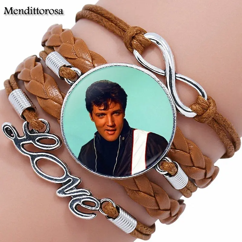 Многослойный кожаный браслет Elvis Presley для женщин и девушек Ювелирное Украшение со