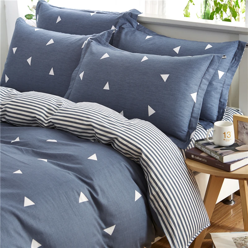 Hot Sell 4pcs of Simple Plaid 100% Cotton King Size Bedding Sets Duvet Cover Pillowcases Sheets Queen Comforter Set Plus #MC15 | Дом и сад